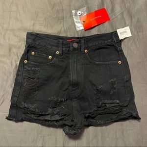 Caffeine Black Ripped Shorts